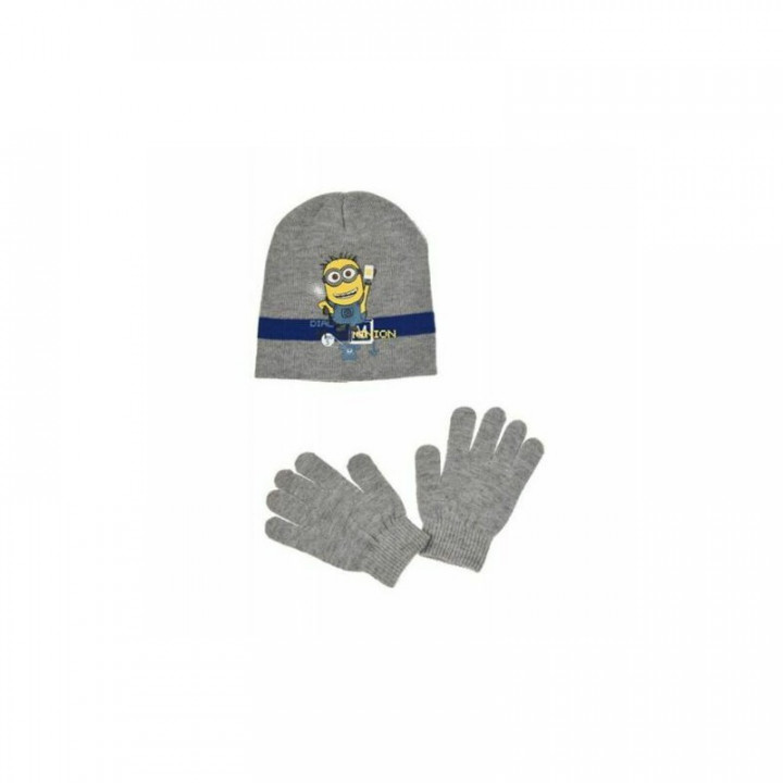 Ensemble bonnet et gants Minions gris taille 52